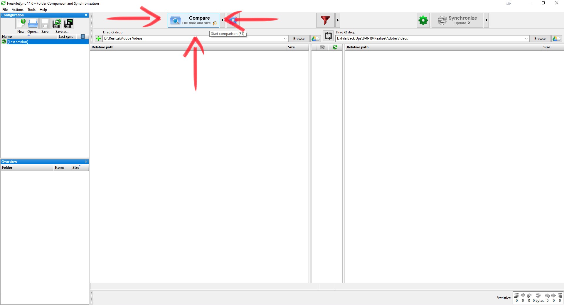 Backup Data With Free File Sync Compare File Time and Size